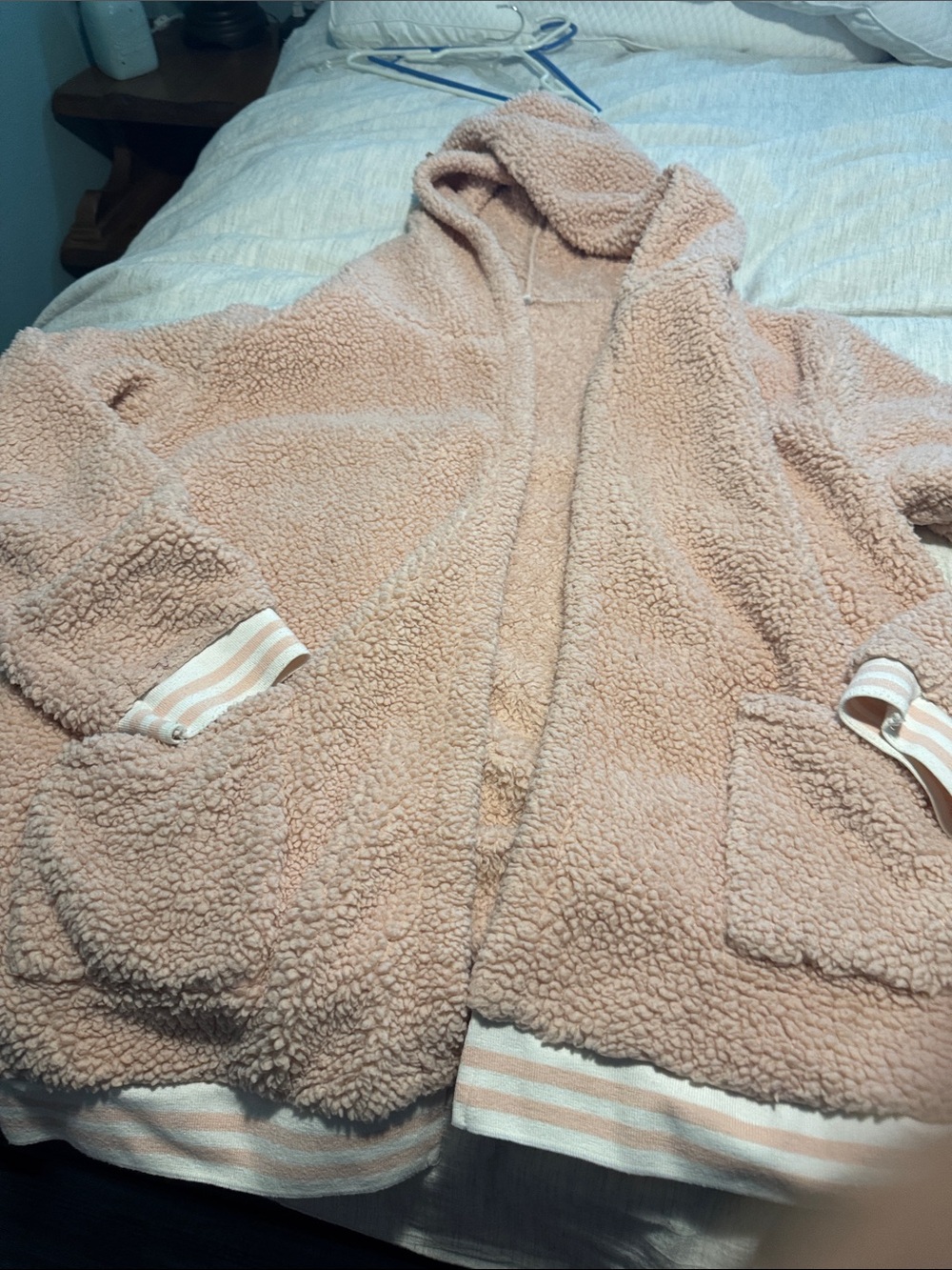 Cozy Hooded Sherpa Jacket for women - Blush Pink